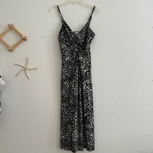 H&M Black and White Patterned Midi Dress